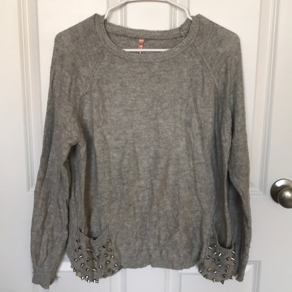 LF gray studded sweater